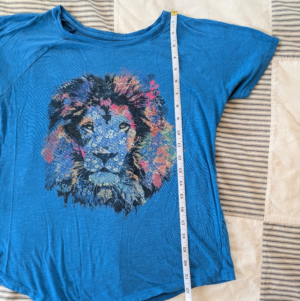 Lucky Brand Bright Blue Cotton Blend Colorful Lion Shirt - Picture 3 of 8
